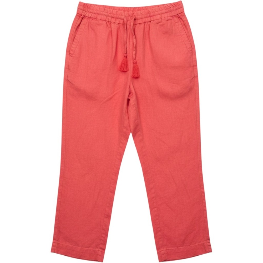 Talbots Coral Pink 100% Linen Pull On Tassel Drawstring Pants Womens